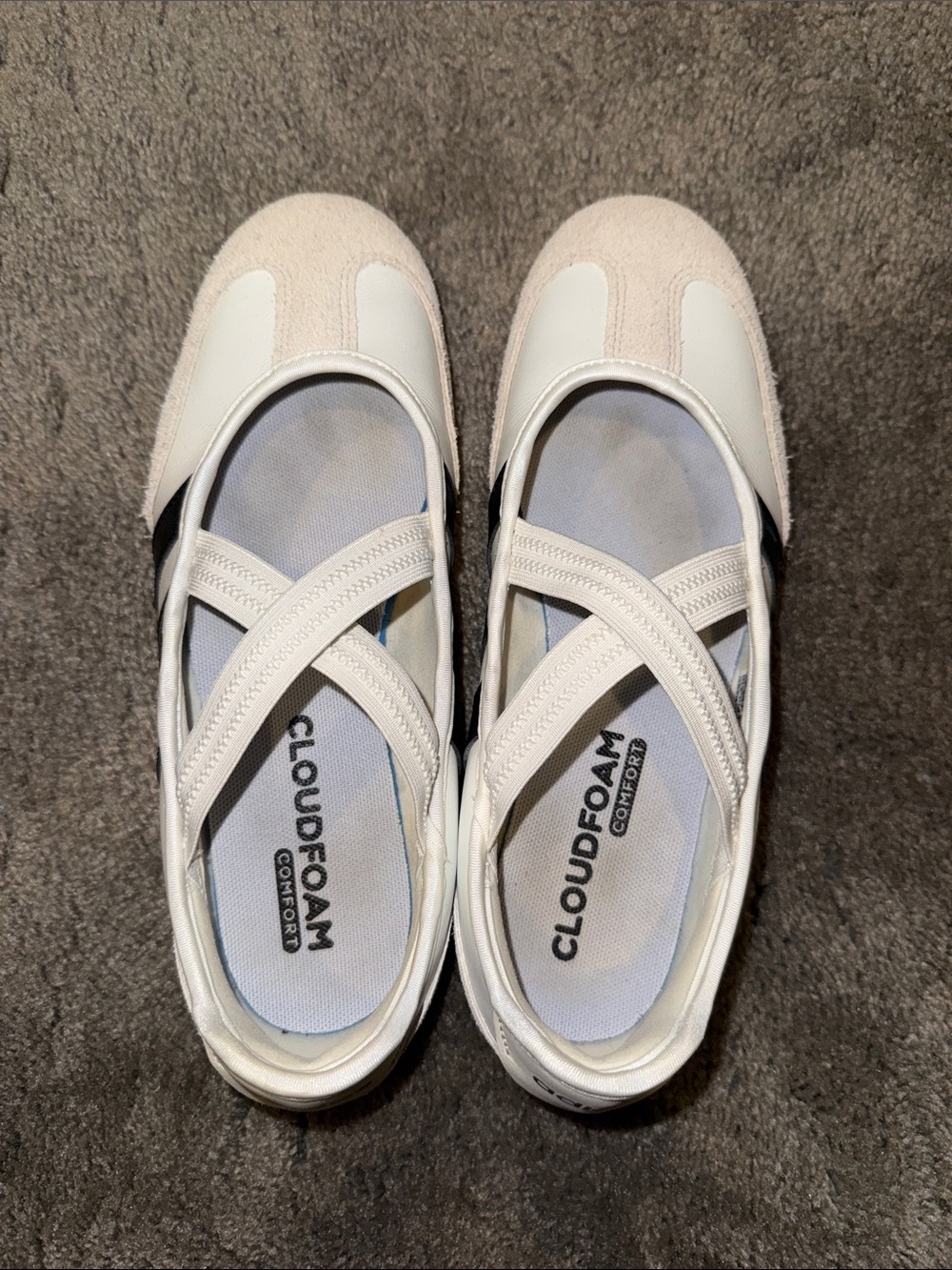 Adidas White Cross-Strap Women's Ballet Flats